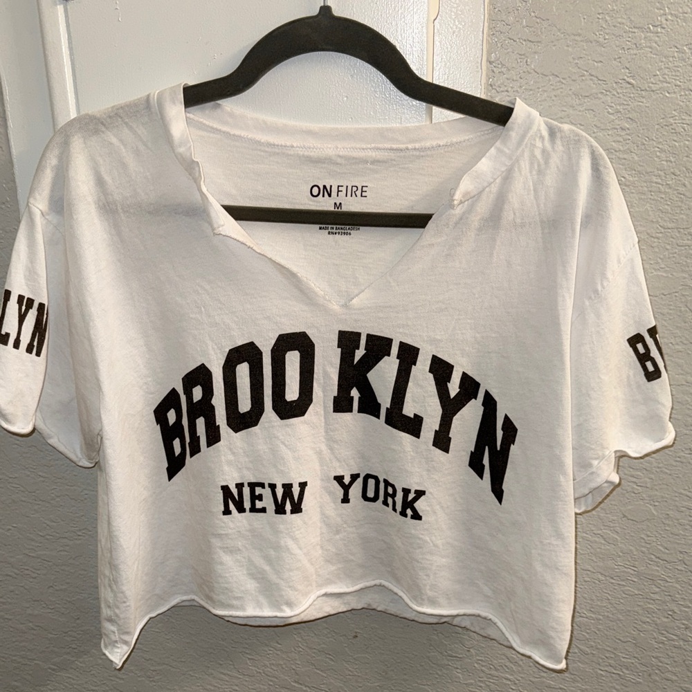 White Brooklyn New York Crop Top